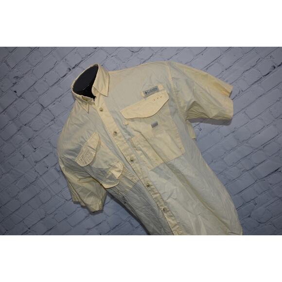 Columbia Mens Size Large PFG Performance Fishing Gear Shirt Vented Yellow - Picture 1 of 6